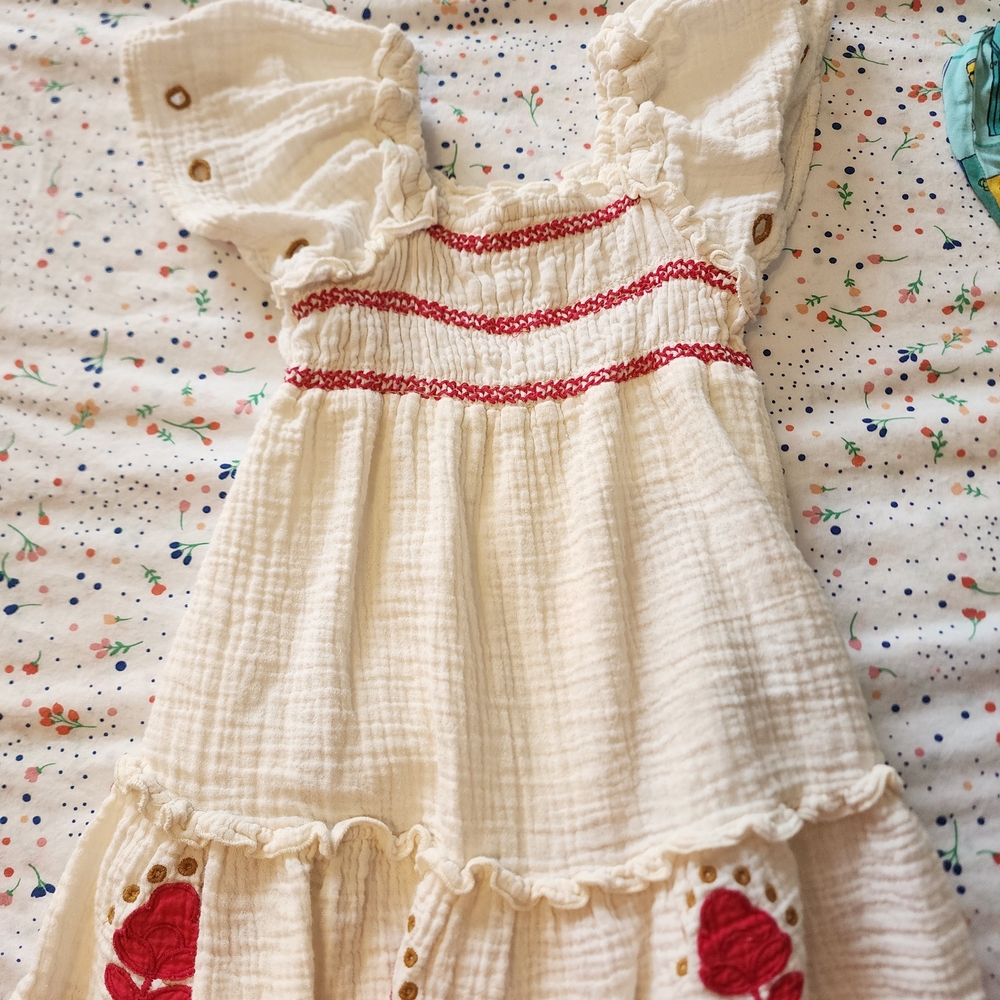 Zara Cream and Red Kids Casual Dress